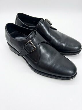 Cole Haan Men's Black Leather Single Monk Strap Dress Shoes Size 8.5